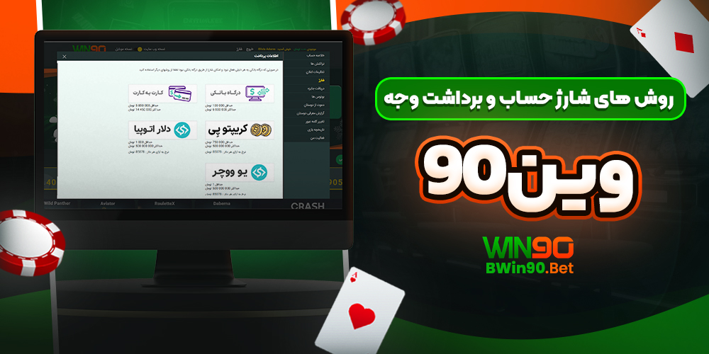 روش‌ های شارژ حساب و برداشت وجه وین90